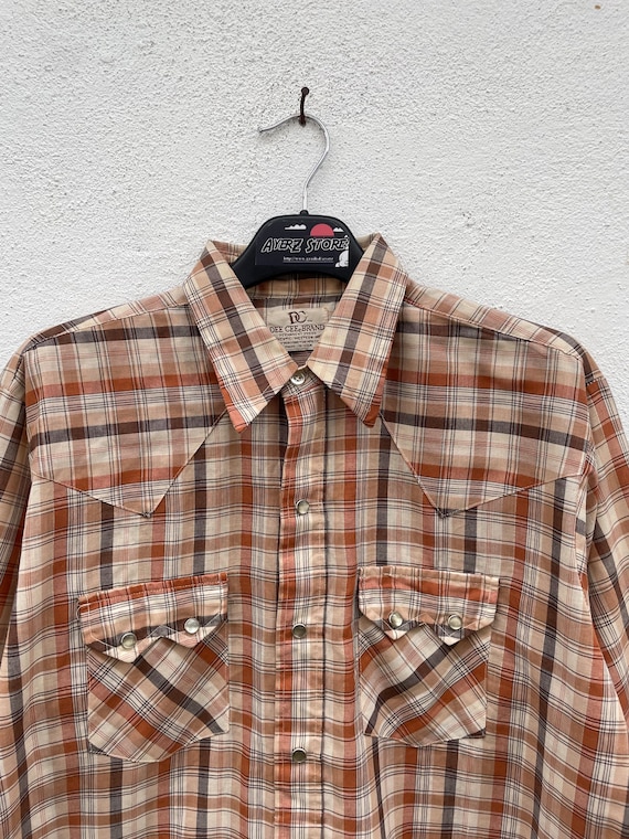 ディーシー dee cee brand ヴィンテージ ウエスタン ワーク 長袖 シャツ ベージュ系 15-32 Vintage 70s &frasl;80s DC Dee Cee Brand Western Plaid Shirt Made in Usa