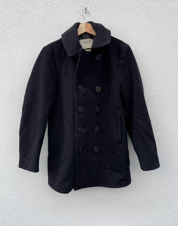 Vintage US 740 N Pea Jacket Navy Wool by Schott Made in Usa Size