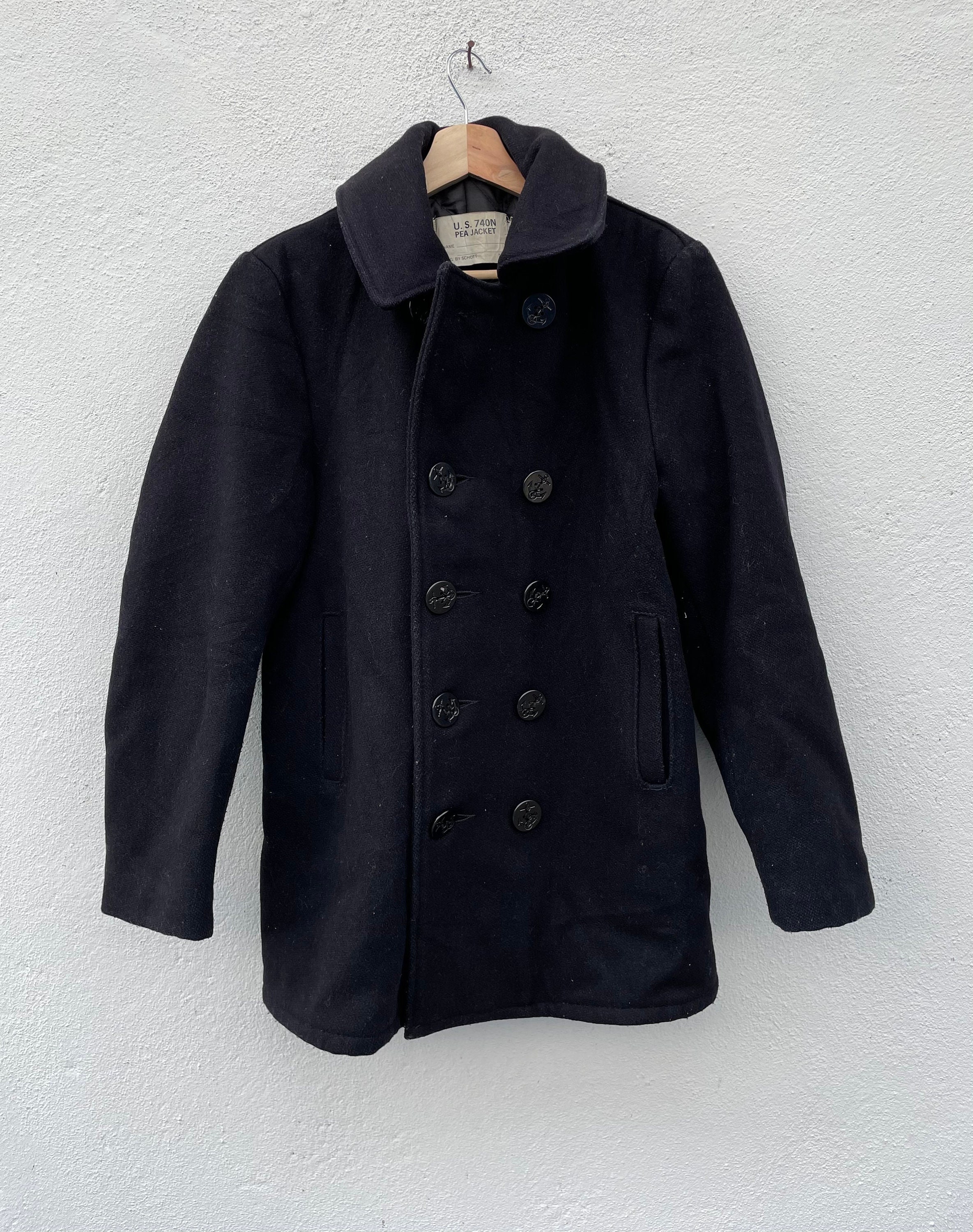 Schott NYC 740 The Original Navy Pea Coat Men's Size 34