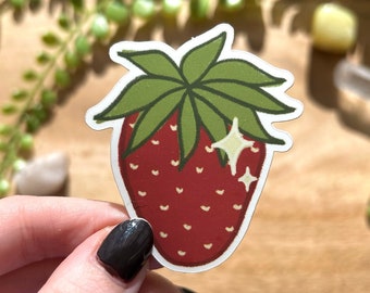 Strawberry vinyl sticker, fruit sticker, laptop sticker, water bottle sticker, matte, waterproof