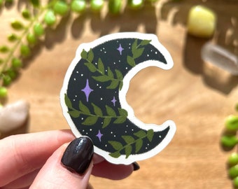 Crescent moon vinyl sticker, waterproof sticker, water bottle sticker, laptop decal, matte, witchy