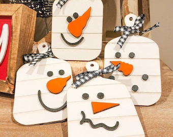 Hand-Painted Decorative Snowmen Paddles | Rustic Snowman Set | Winter Home Decor | Snowman Decor | Christmas Decor | Festive Gift Idea