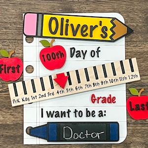 Señal del primer día de clases / Señal del día 100 de la escuela / Señal del último día de clases / Señal personalizada del primer día de clases / Señal de la escuela con lápiz