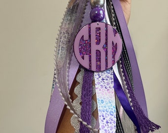 Purple Monogram Bag Tassel | Monogram Bag Tassel | Zipper Accessories | Custom Ribbon Tassel