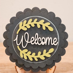 Welcome 3-Inch Insert for Interchangeable Seasonal Sign | Interchangeable Hanging Sign | Seasonal Decor |Every Day Decor