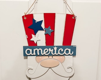 Uncle Sam Door Hanger | Fourth of July and Independence Day Door Hanger | Summer Decor | Patriotic Decor