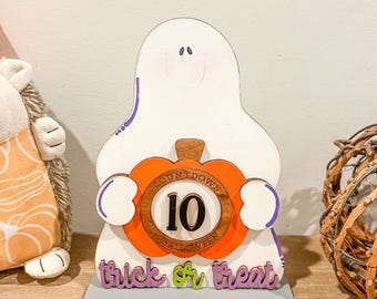 Conto alla rovescia fantasma per Halloween / Decorazione spettrale su vassoio a più livelli / Decorazione da scaffale per Halloween / Conto alla rovescia per Halloween / Decorazioni autunnali / Conto alla rovescia fantasma