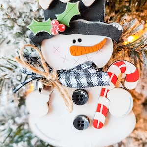 Candy Cane Snowman Ornament | Snowman Decor | Christmas Ornament
