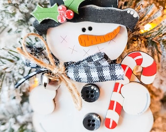 Candy Cane Snowman Ornament | Snowman Decor | Christmas Ornament