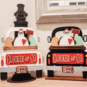 Clucker and Co Insert | Truck Door Hanger | Seasonal Decor | Tiered Tray Decor | Chicken Decor | Chicken Door Hanger