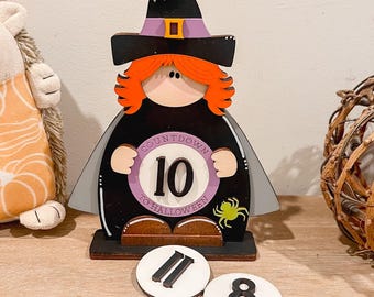 Conto alla rovescia delle streghe per Halloween / Decorazioni spettrali a più livelli / Decorazioni da scaffale per Halloween / Decorazioni autunnali / Decorazioni stregonesche per Halloween