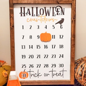 Halloween Countdown Wood Sign | Fall Decor | Countdown to October 31st | Fall Wood Sign