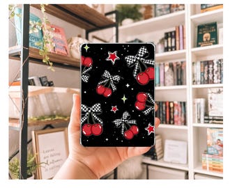 Checkered Cherries Kindle Insert | Decorative Kindle Insert | Clear Kindle Case Insert | Gift for Book Lover | Cherry Kindle Decor