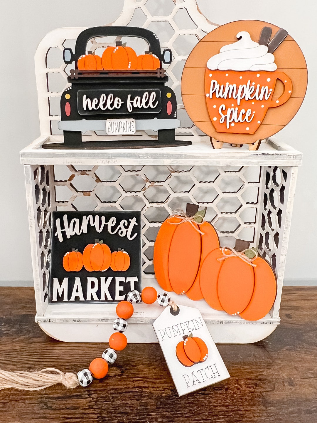 Fall Harvest Tiered Tray Set | Pumpkin Spice Decor | Hello Fall Decor ...