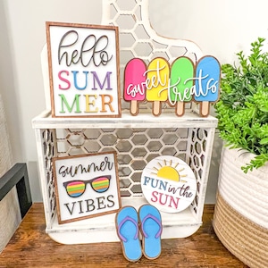 Hello Summer gelaagde dienbladenset | Limonadedecoratie | Zoete traktatie | Zomerdecor