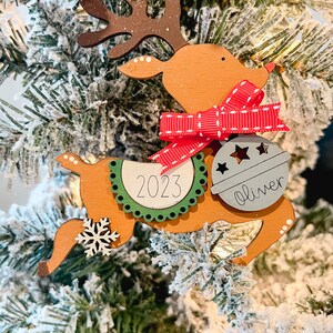 Personalized Reindeer Ornament | Baby Name Ornament | 2023 Ornament | Ornament Gift
