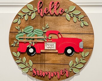 Appendino per porta Hello Summer / Appendino per porta camion anguria / Appendino per porta camion vintage / Decorazione estiva