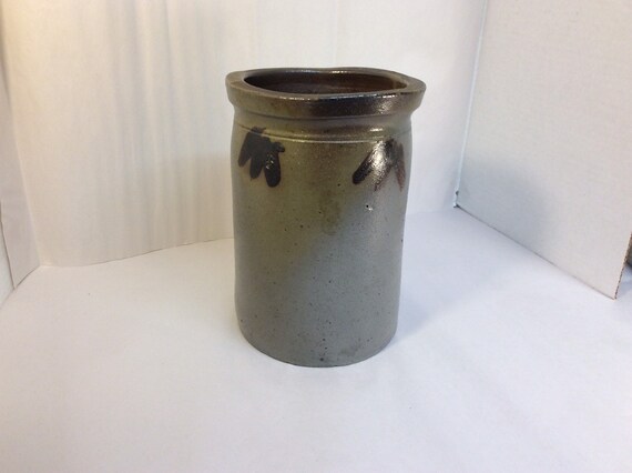 Mid 1800 Stoneware Crock Dark Blue Turkey Feet Decoration Etsy