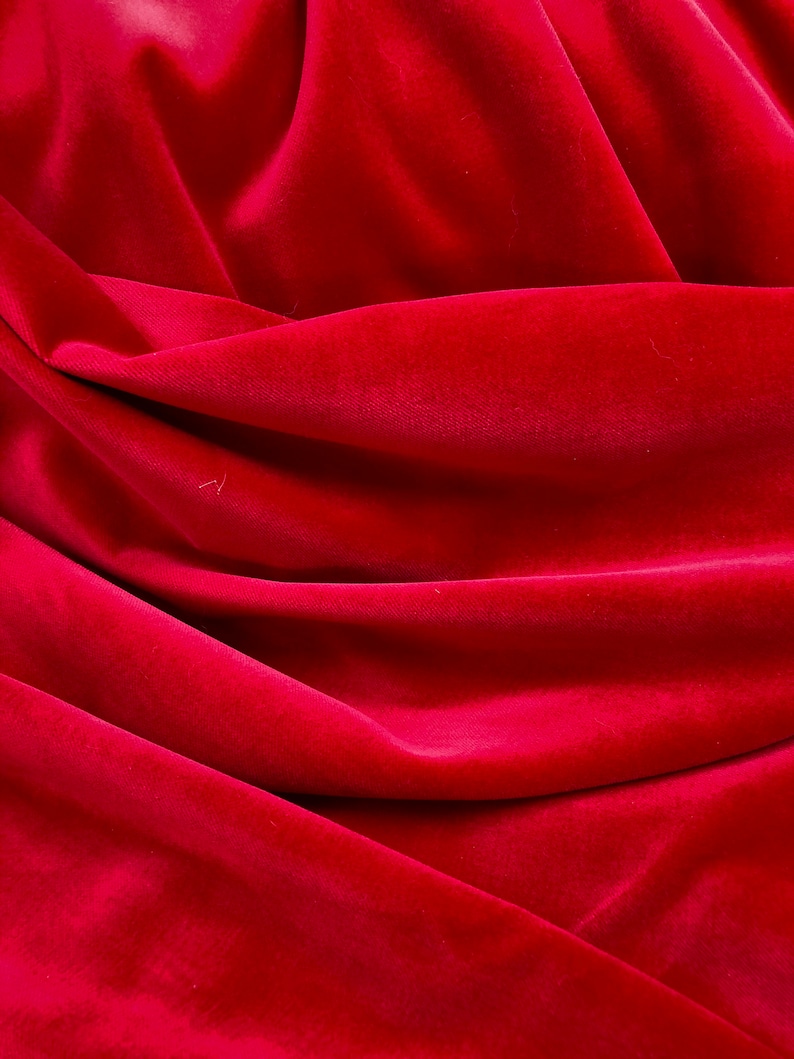 Cotton velvet, dark green, ocher yellow, crimson red, thick quality, cotton, velvet, curtain fabric, upholstery fabric, image 5