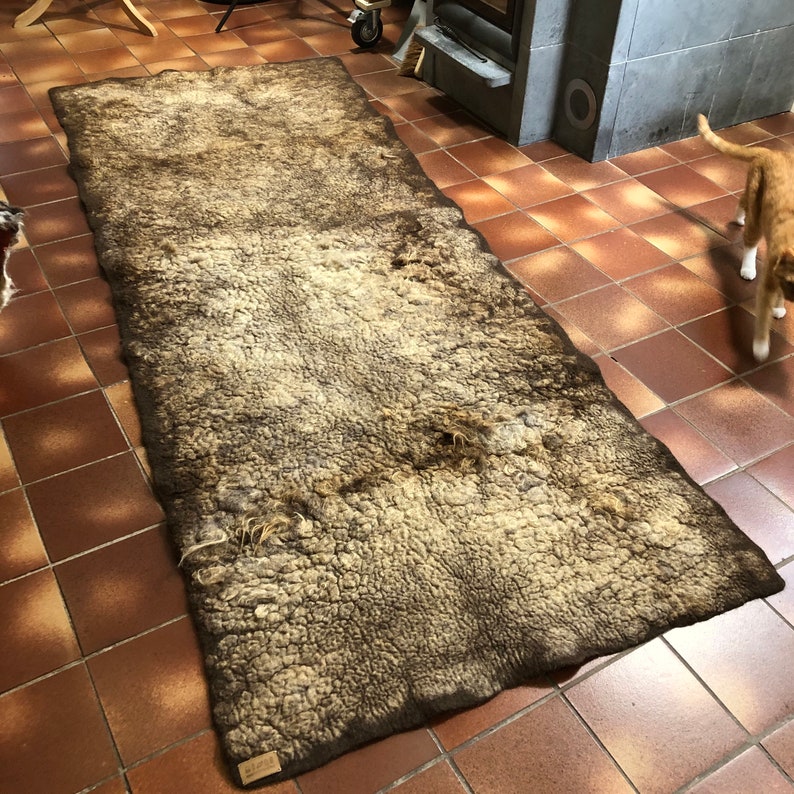 Felted long wool rug image 3