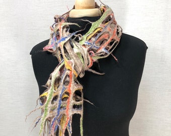 Necklace Scarf: Merino wool with Hand-dyed Silk