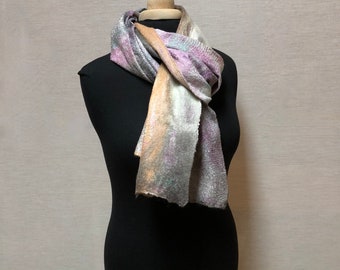 Unique Hand Felted Merino Wool/Silk Scarf in Luxury Shades