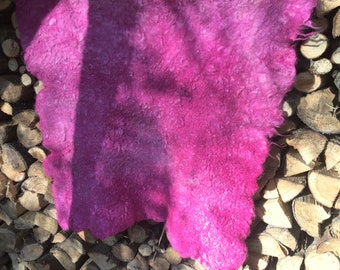 Pink hand felted alpaca rug, blanket