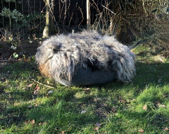 Large living cushion of hand felted wool, felt stone, living boulder, large felt cushion, gray stone with felt coat, home decoration, soft stone boulder,