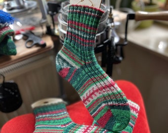 Chaussettes de Noël, chaussettes tricotées à la main, chaussettes en laine chaude, excellent cadeau de Noël