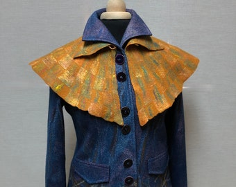 Stylish Hand Felted Collar with Button Closure