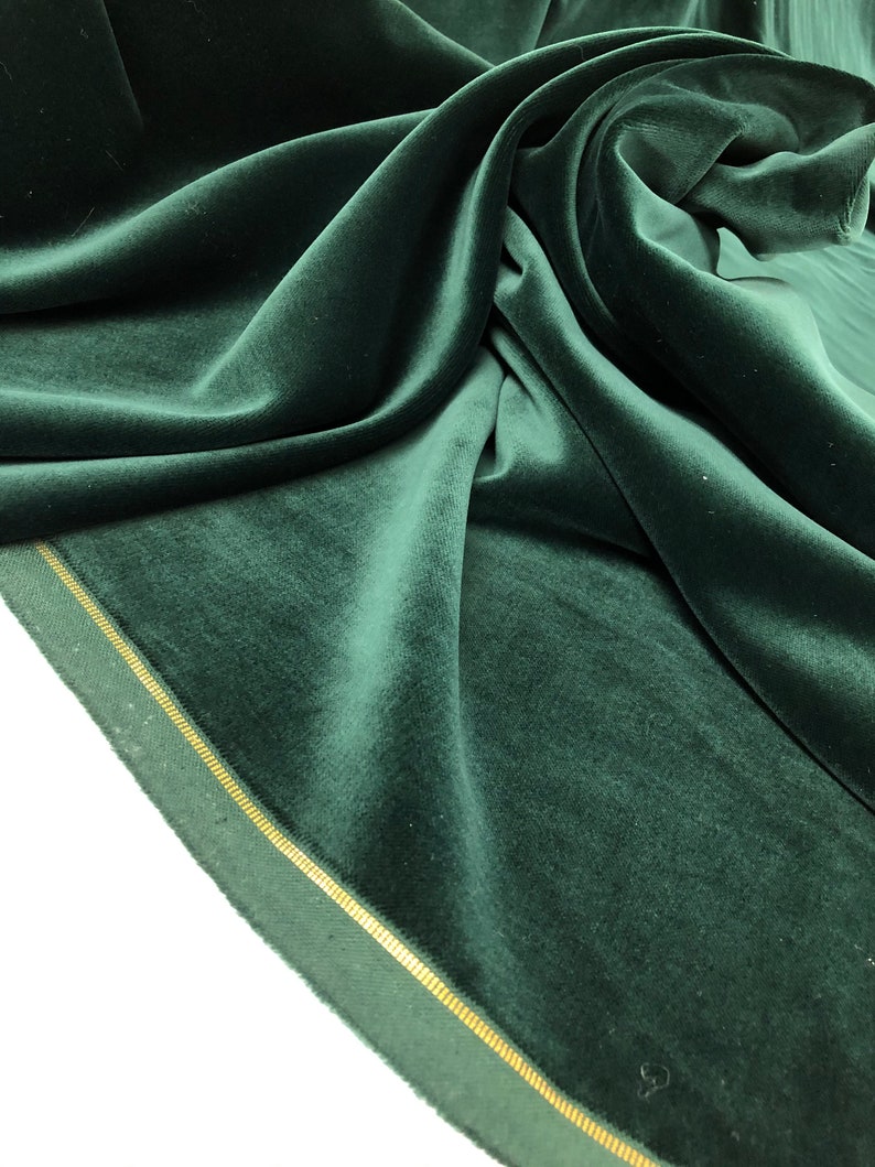 Cotton velvet, dark green, ocher yellow, crimson red, thick quality, cotton, velvet, curtain fabric, upholstery fabric, image 3