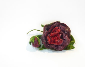 Hand skinned burgundy rose, unique gift for women