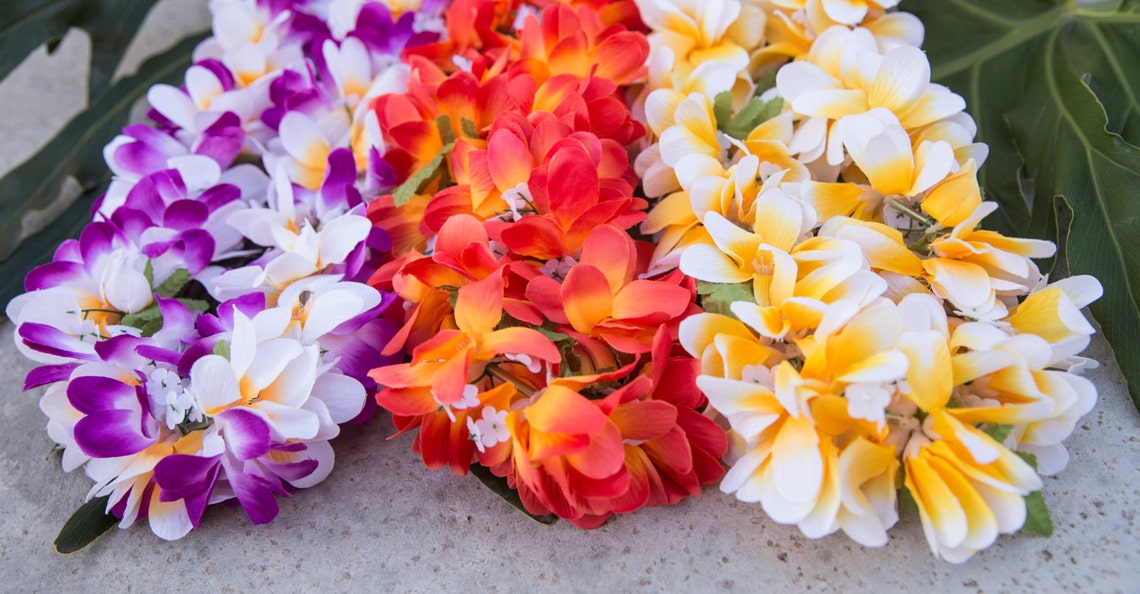 Bundle Deluxe SILK FLOWER LEI 3 Plumerias Leis Etsy