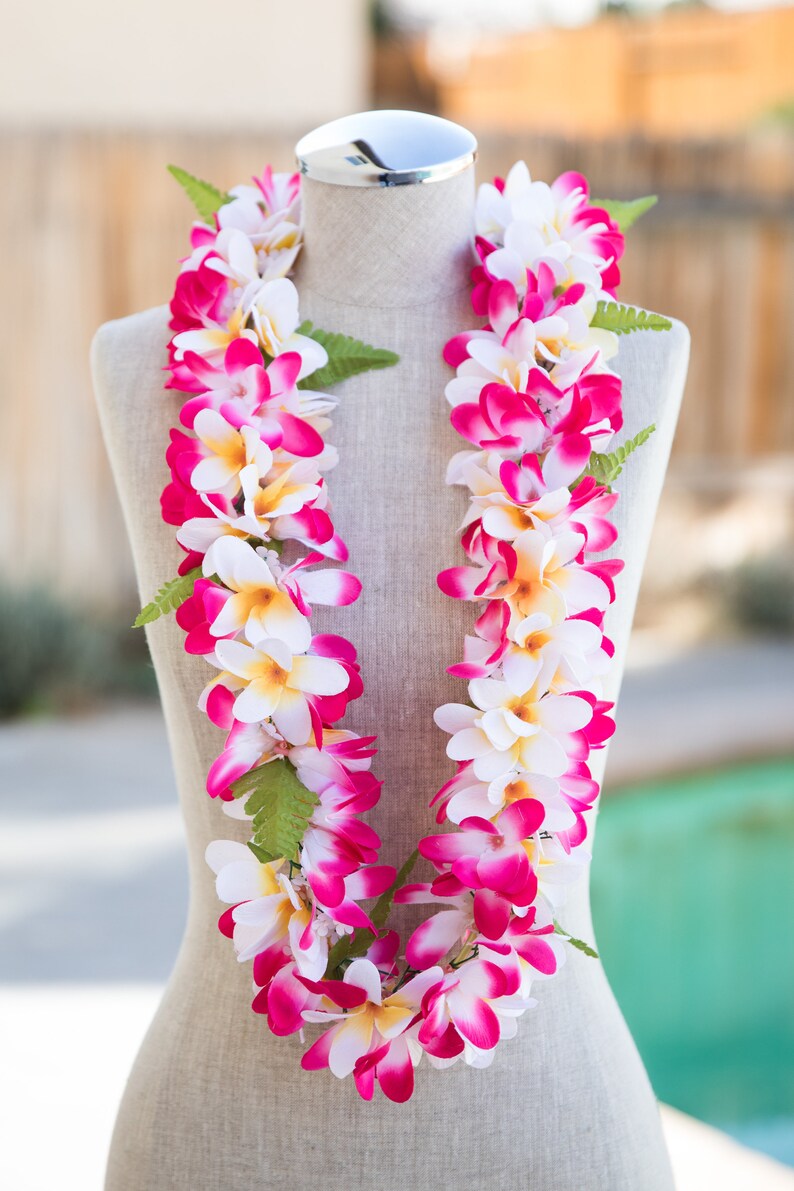 Deluxe SILK FLOWER LEI Pink & White Plumerias Etsy