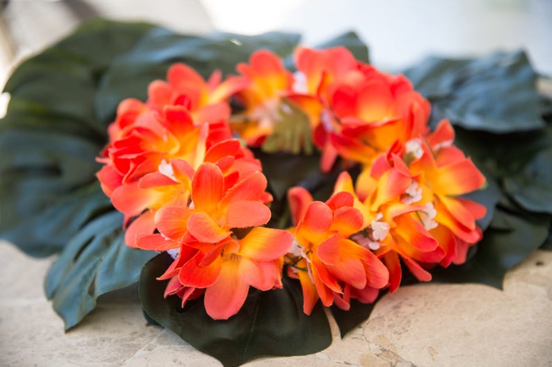 Deluxe SILK FLOWER HEADCROWN Bright Orange Plumerias Etsy
