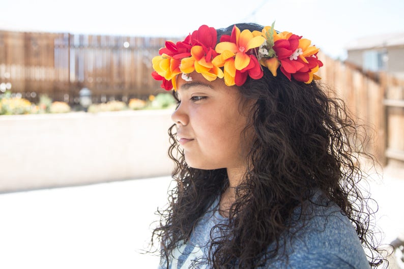 Deluxe SILK FLOWER HEADCROWN Yellow & Red Plumerias Etsy
