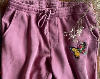 Butterfly Embroidery sweatpants high- quality