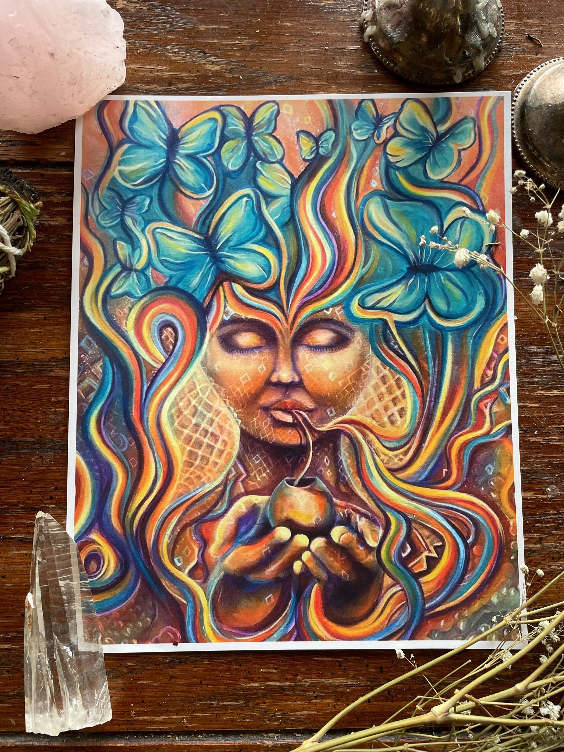 ブラジル アヤワスカビジョン シャーマン　直筆イラスト 絵画油絵 Ayahuasca art - Etsy 日本