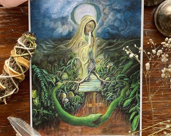 Santo Daime Art MEDIUM SIZE PRINT Earth Mother Mary Plant Medicine