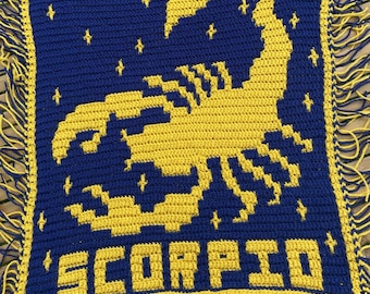 Modello di pannello quadrato all&#39;uncinetto con mosaico zodiacale Scorpione