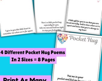 Pocket Hug Verse Display Cards, 4 Different Designs, 2 Sizes, 8 Pages, Printable PDF Download - Crochet Craft Fair /Market Display Gift Tags