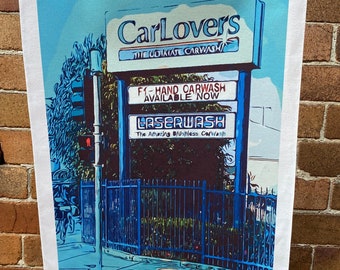 Car Lovers - recycled cotton teatowel/Marrickville/Sydney/Australia