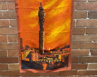 Post Office Tower London  -  unused vintage linen teatowel