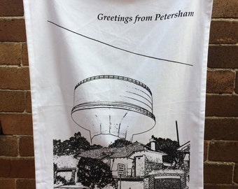 Petersham Water-tower  - organic cotton teatowel/Petersham/Sydney/Australia