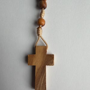 Handmade by Carmelite Nuns Olive Wood Rosary Simple Cross