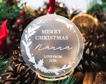 Personalised Christmas Bauble, Christmas Tree Decoration, Grandparent Bauble, Personalised Christmas Gift, Family Name Bauble