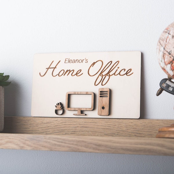 Personalised Home Office Sign, Working From Home Gift, New Job Gift, Wooden Sign, Office Gift, Wall Décor, Hanging Sign, Work Desk Accessory