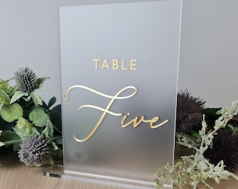 Acrylic Table Numbers, Centrepiece, Modern Wedding, Event Styling, White and Gold, Party Décor, Baby Shower, Engagement, Frosted Acrylic