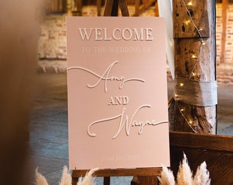 Wedding Welcome Sign Acrylic, Welcome To Our Wedding Sign, Modern Gold Acrylic, Personalised Wedding Decoration, Entrance Sign, A1 A2 XL