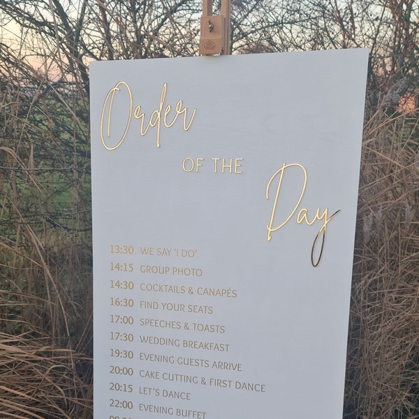 Order of the Day Wedding Sign, Wedding Timeline Sign, Wedding Signage, Acrylic Order of Events Sign, Wedding Order Of Service